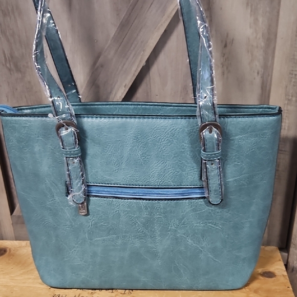 Montana West Blue Suede-Like Tote Bag with Classic Design - Picture 2 of 6